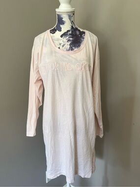 Y2K Victoria's Secret Pale Pink Long Sleeve Sleep Shirt Nightgown